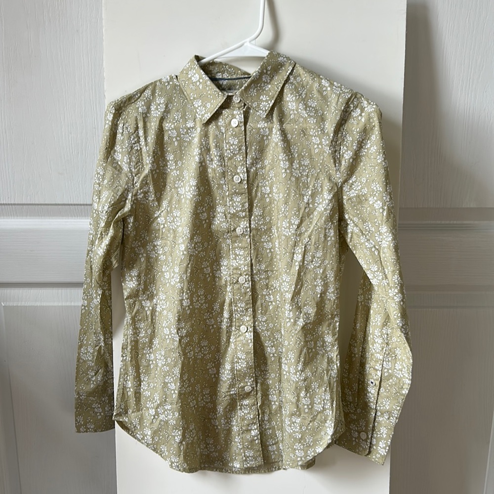 J. Crew green flower button up